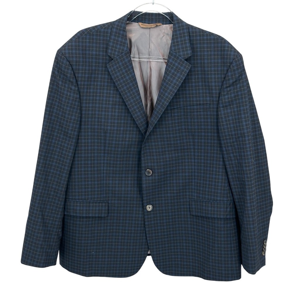 Pronto Moda Blazer Mens IT 46S Black Check Super 140s 100% Wool Oxford Academia